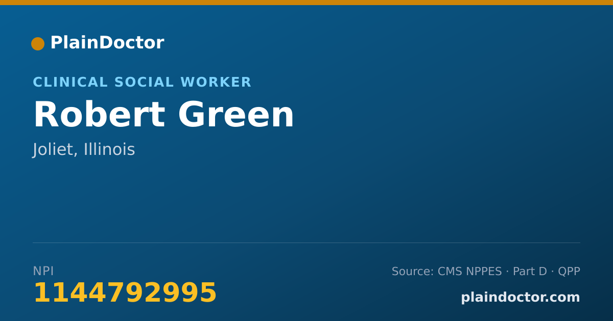 Shareable card for Robert Green - Clinical Social Worker, Joliet, IL