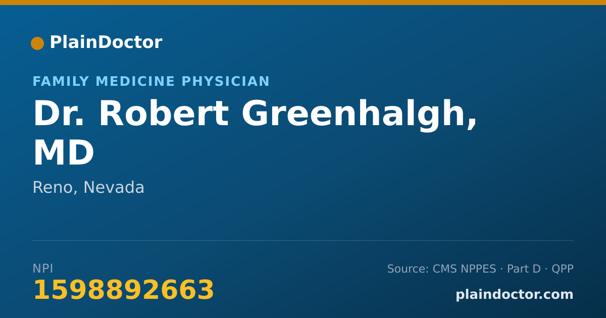 Shareable card for Robert Greenhalgh, MD - Family Medicine Physician, Reno, NV