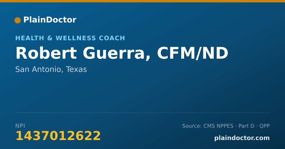 Shareable card for Robert Guerra, CFM/ND - Naturopath, San Antonio, TX