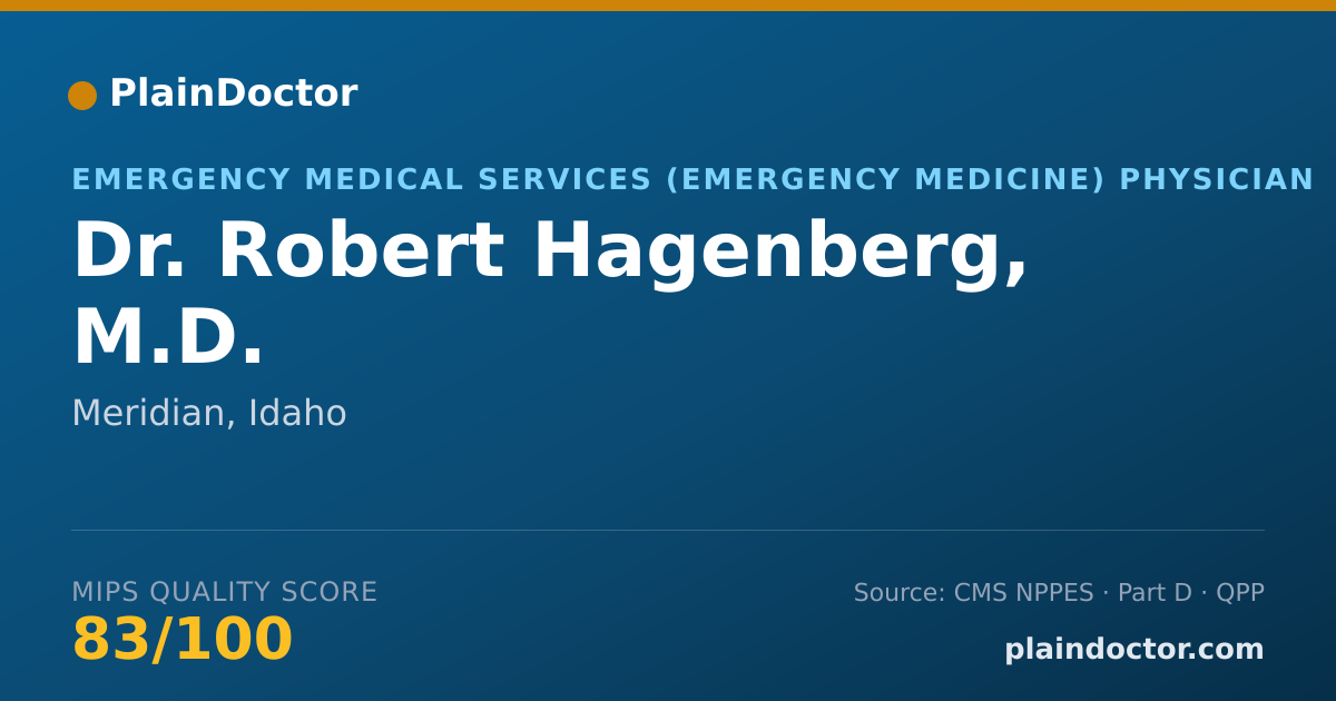 Shareable card for Robert Hagenberg, M.D. - Emergency Medical Services (Emergency Medicine) Physician, Meridian, ID