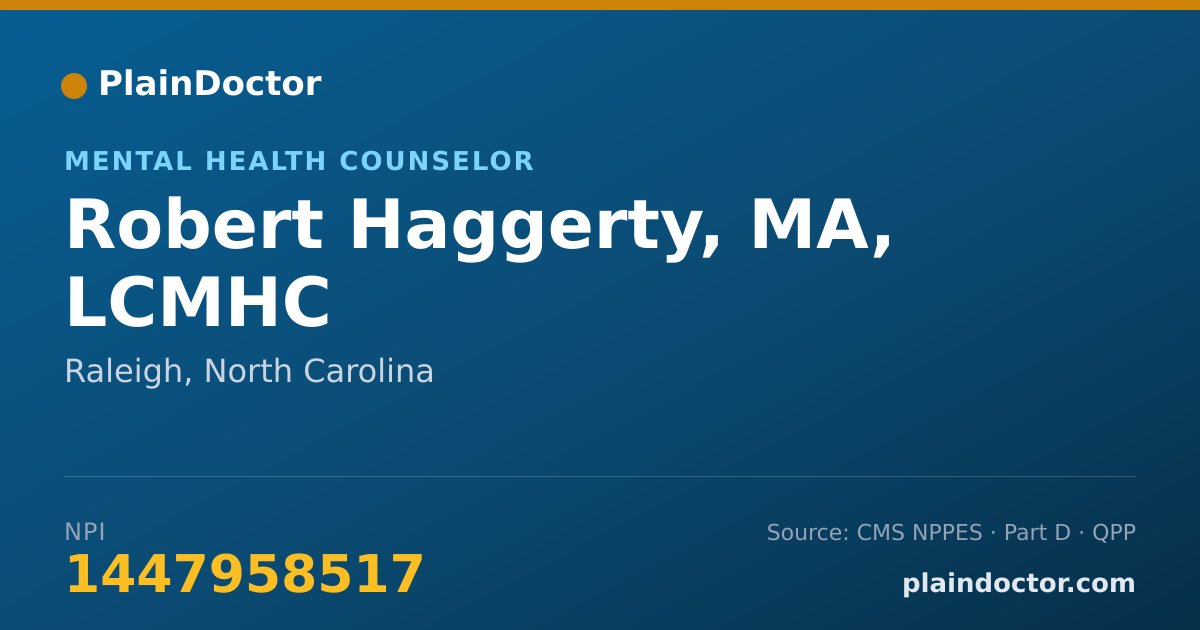 Shareable card for Robert Haggerty, MA, LCMHC - Mental Health Counselor, Raleigh, NC