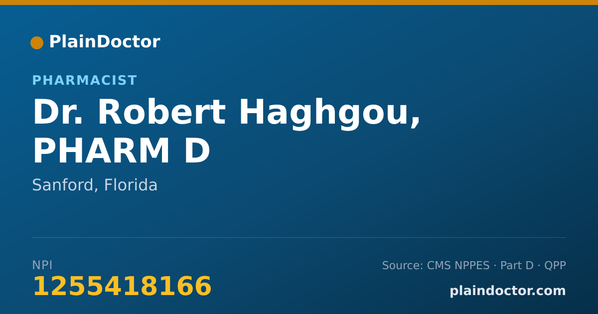 Shareable card for Robert Haghgou, PHARM D - Pharmacist, Sanford, FL