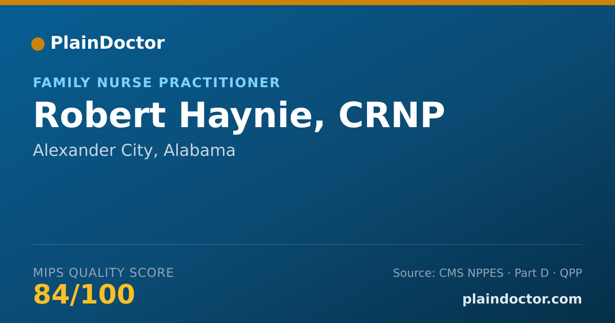 Shareable card for Robert Haynie, CRNP - Family Nurse Practitioner, Alexander City, AL