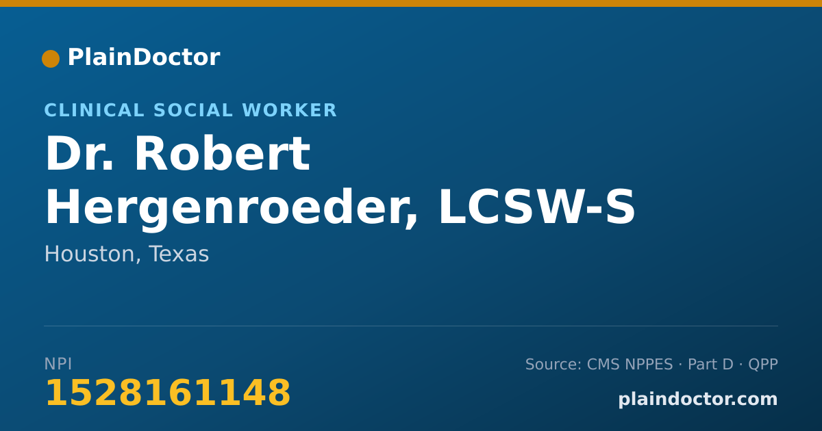 Shareable card for Robert Hergenroeder, LCSW-S - Clinical Social Worker, Houston, TX