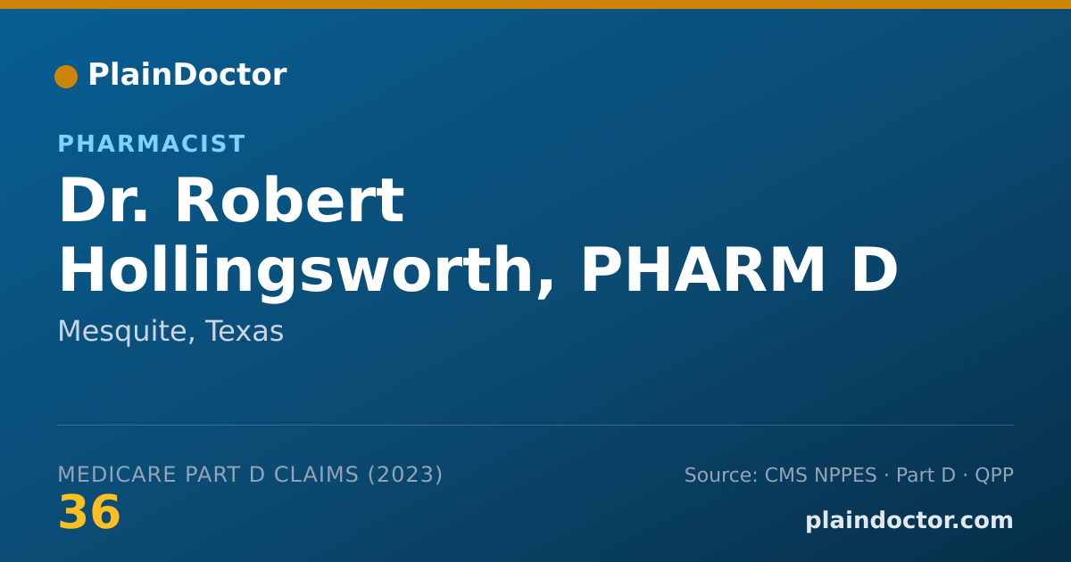 Shareable card for Robert Hollingsworth, PHARM D - Pharmacist, Mesquite, TX