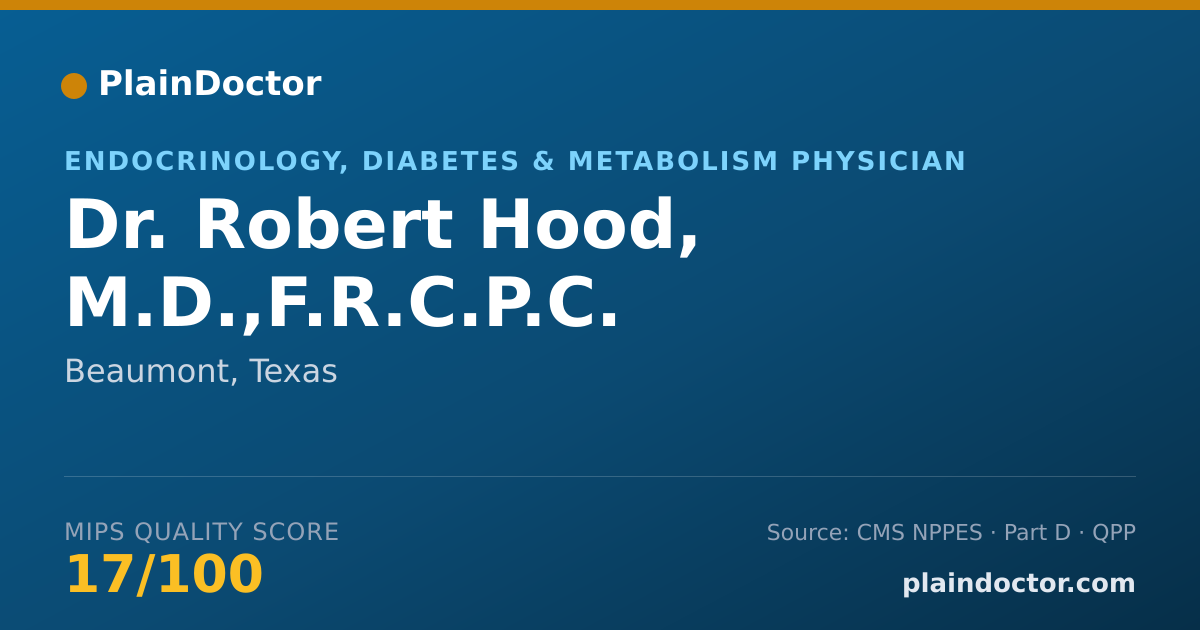 Shareable card for Robert Hood, M.D.,F.R.C.P.C. - Endocrinology, Diabetes & Metabolism Physician, Beaumont, TX