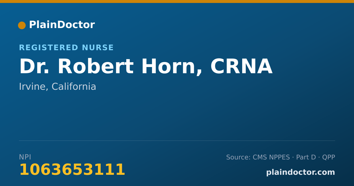 Shareable card for Robert Horn, CRNA - Registered Nurse, Irvine, CA