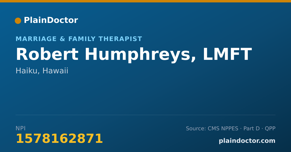 Shareable card for Robert Humphreys, LMFT - Marriage & Family Therapist, Haiku, HI