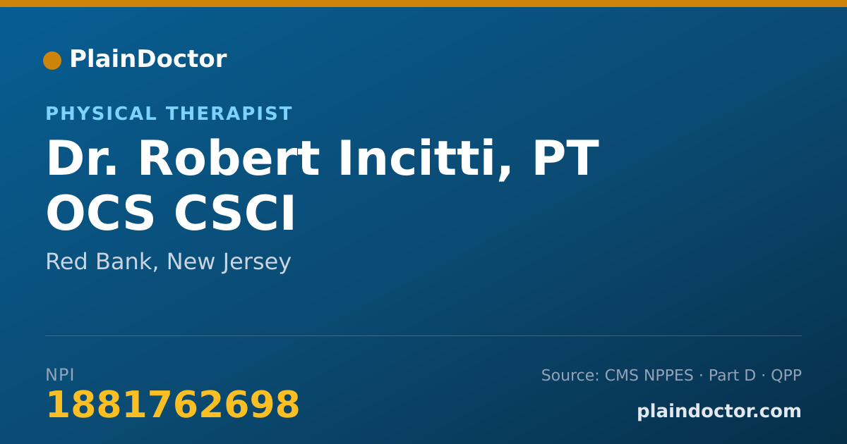 Shareable card for Robert Incitti, PT OCS CSCI - Physical Therapist, Red Bank, NJ