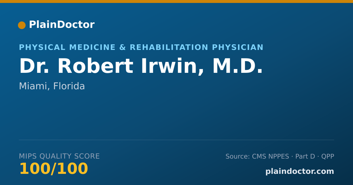 Shareable card for Robert Irwin, M.D. - Physical Medicine & Rehabilitation Physician, Miami, FL