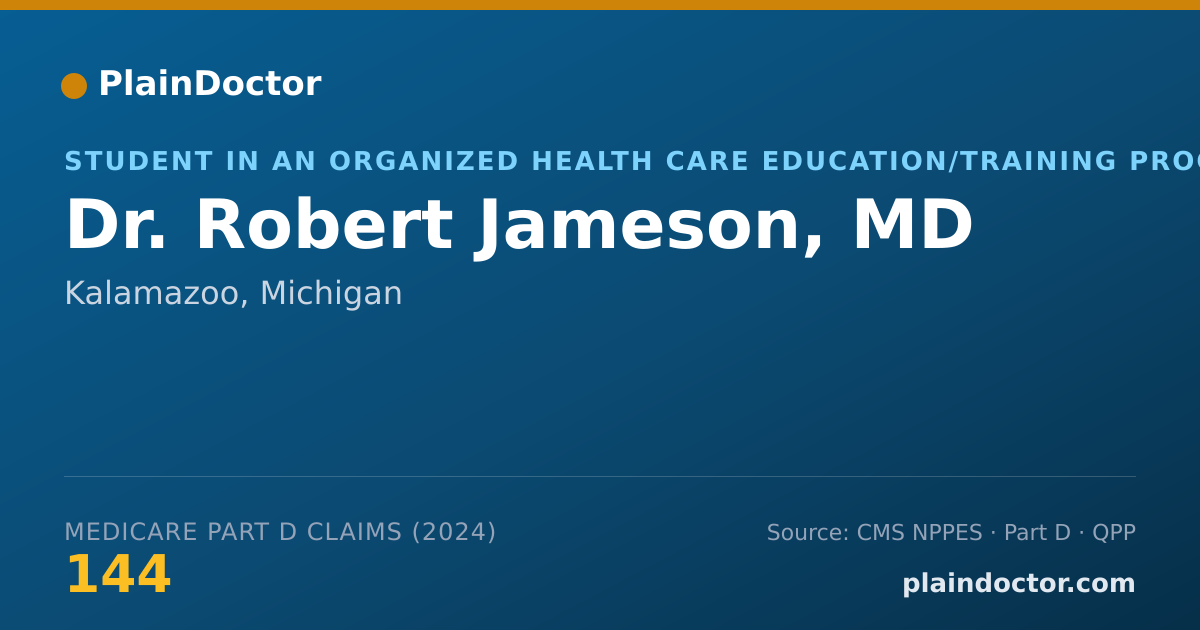 Shareable card for Robert Jameson, MD - Student in an Organized Health Care Education/Training Program, Kalamazoo, MI