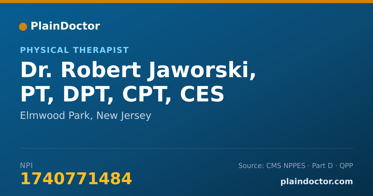 Shareable card for Robert Jaworski, PT, DPT, CPT, CES - Physical Therapist, Elmwood Park, NJ