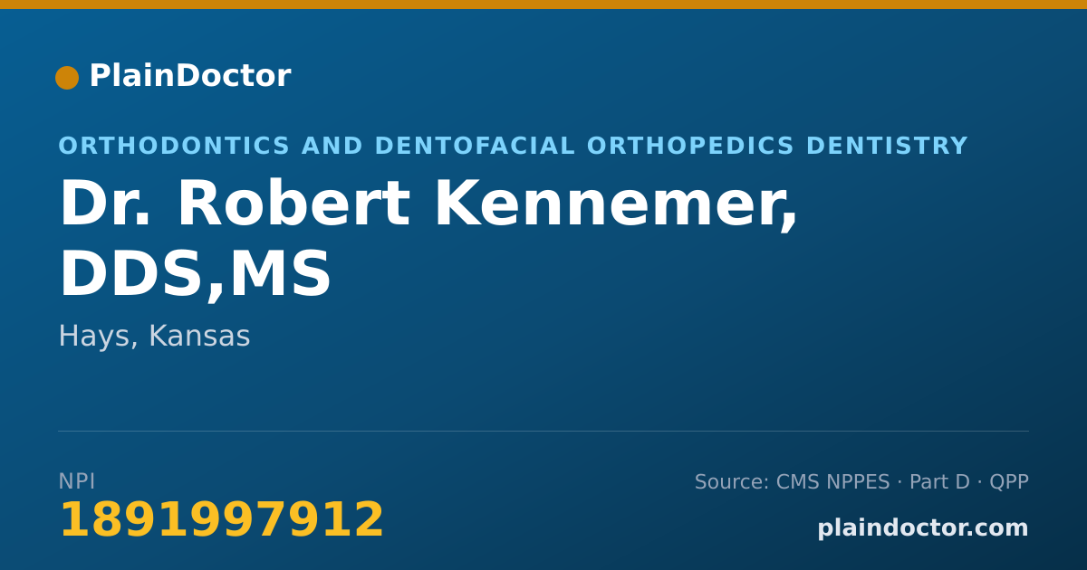Shareable card for Robert Kennemer, DDS,MS - Orthodontics and Dentofacial Orthopedics Dentistry, Hays, KS