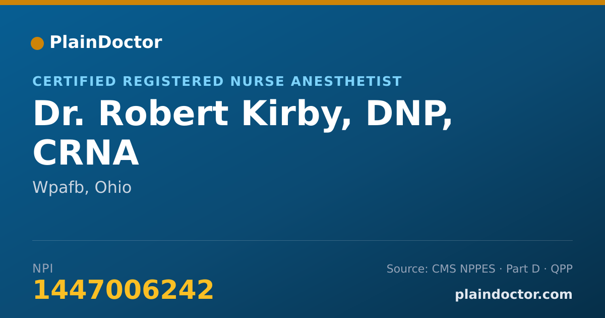 Shareable card for Robert Kirby, DNP, CRNA - Certified Registered Nurse Anesthetist, Wpafb, OH