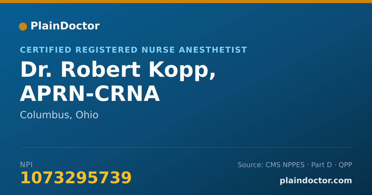 Shareable card for Robert Kopp, APRN-CRNA - Certified Registered Nurse Anesthetist, Columbus, OH