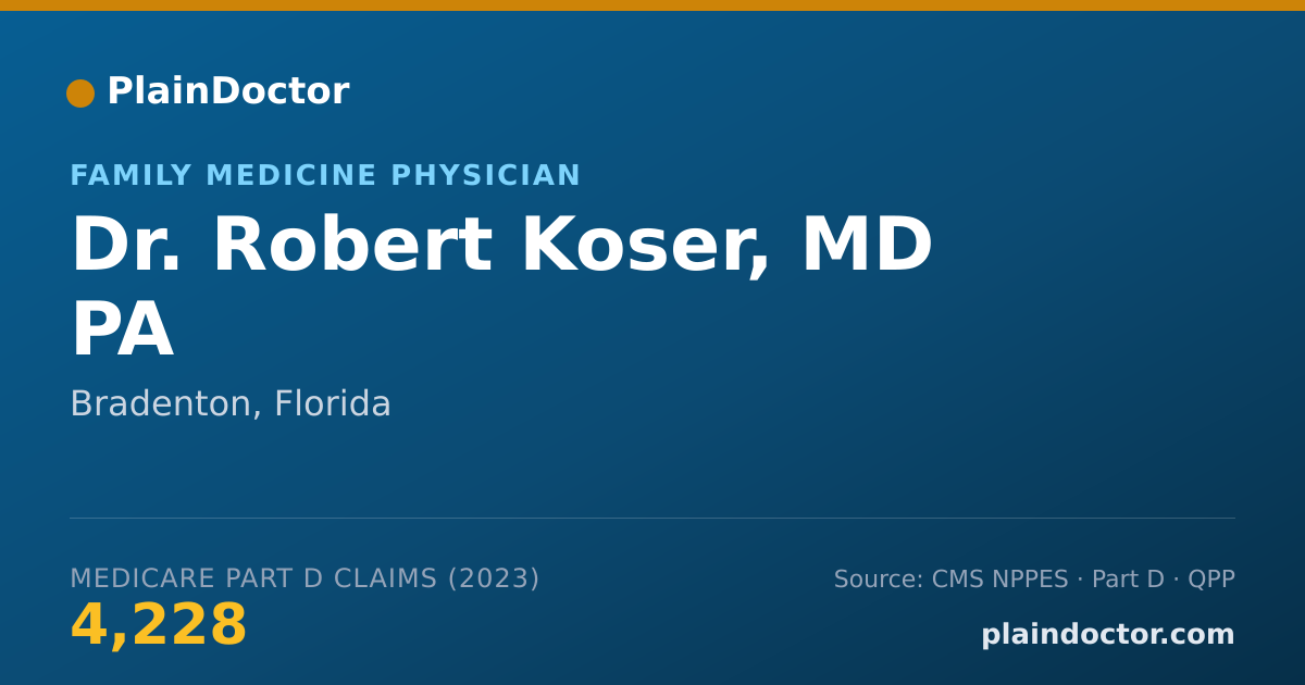 Shareable card for Robert Koser, MD PA - Family Medicine Physician, Bradenton, FL