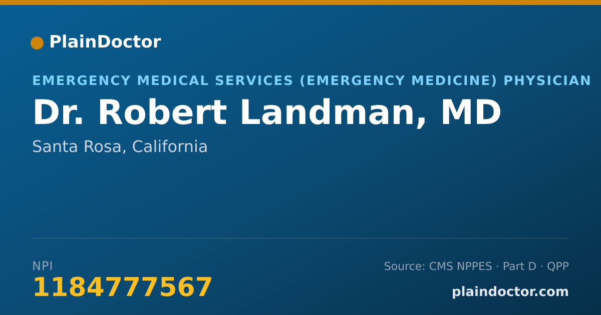 Shareable card for Robert Landman, MD - Emergency Medical Services (Emergency Medicine) Physician, Santa Rosa, CA