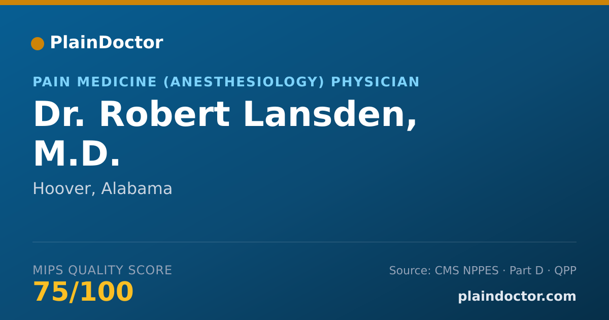 Shareable card for Robert Lansden, M.D. - Pain Medicine (Anesthesiology) Physician, Hoover, AL