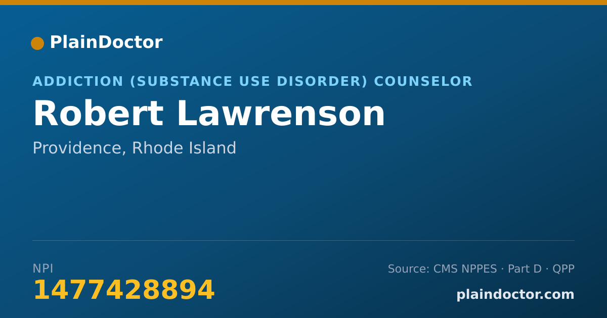 Shareable card for Robert Lawrenson - Addiction (Substance Use Disorder) Counselor, Providence, RI