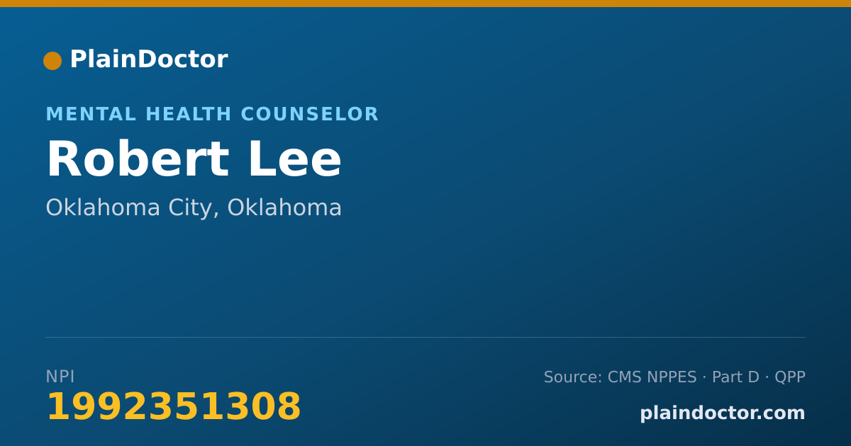 Shareable card for Robert Lee - Mental Health Counselor, Oklahoma City, OK