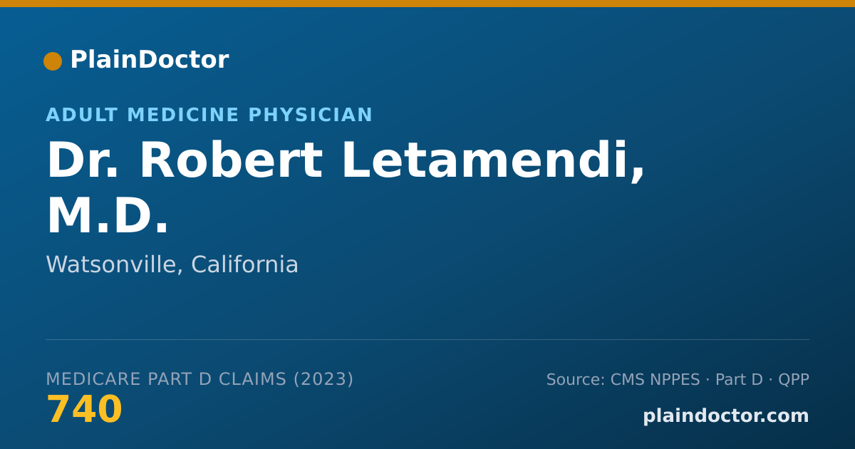 Shareable card for Robert Letamendi, M.D. - Adult Medicine Physician, Watsonville, CA