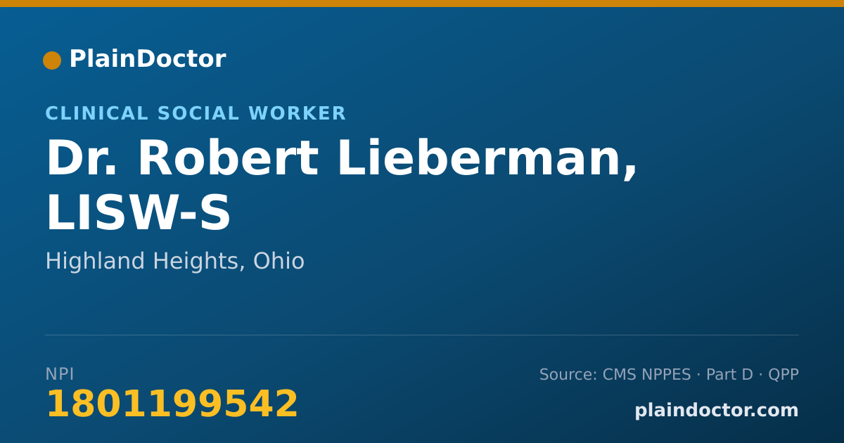 Shareable card for Robert Lieberman, LISW-S - Clinical Social Worker, Highland Heights, OH