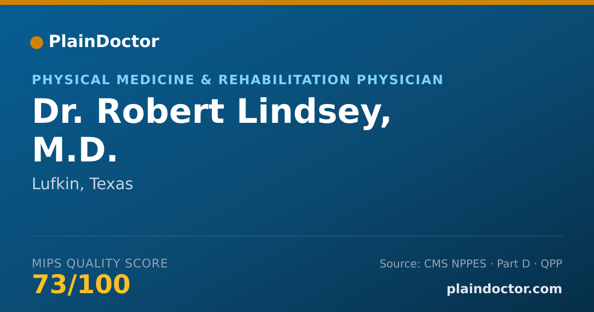 Shareable card for Robert Lindsey, M.D. - Physical Medicine & Rehabilitation Physician, Lufkin, TX