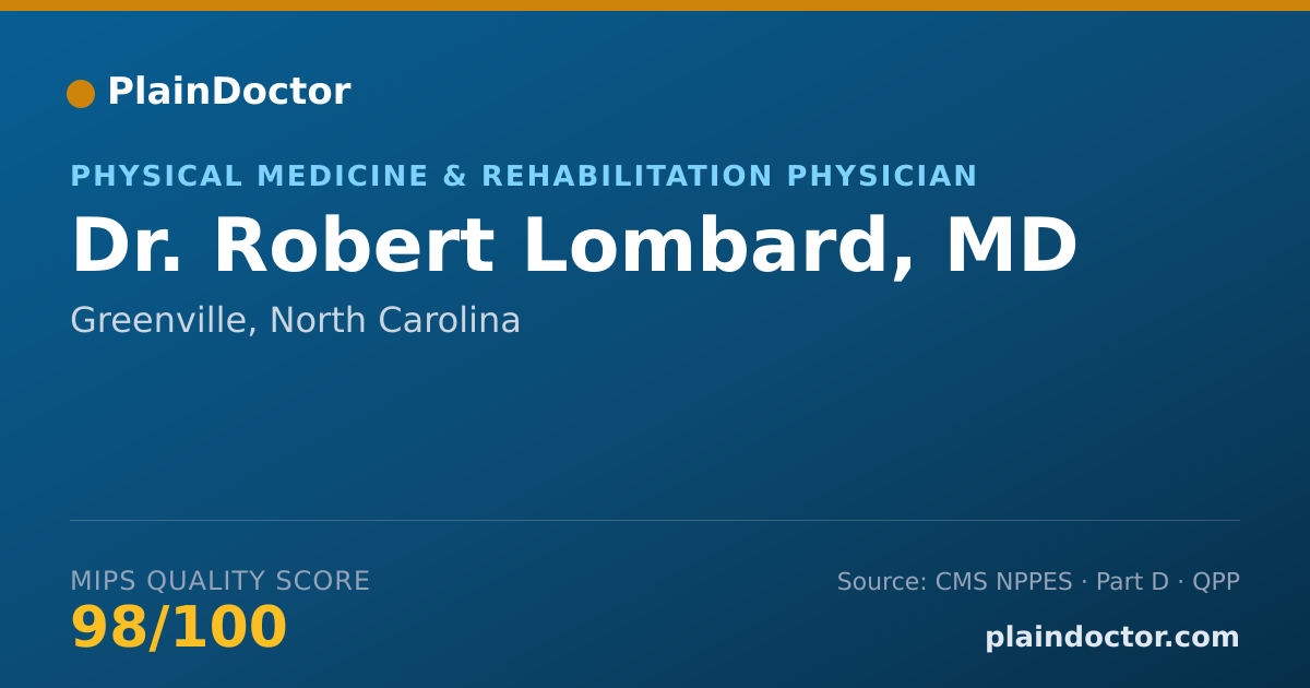 Shareable card for Robert Lombard, MD - Physical Medicine & Rehabilitation Physician, Greenville, NC