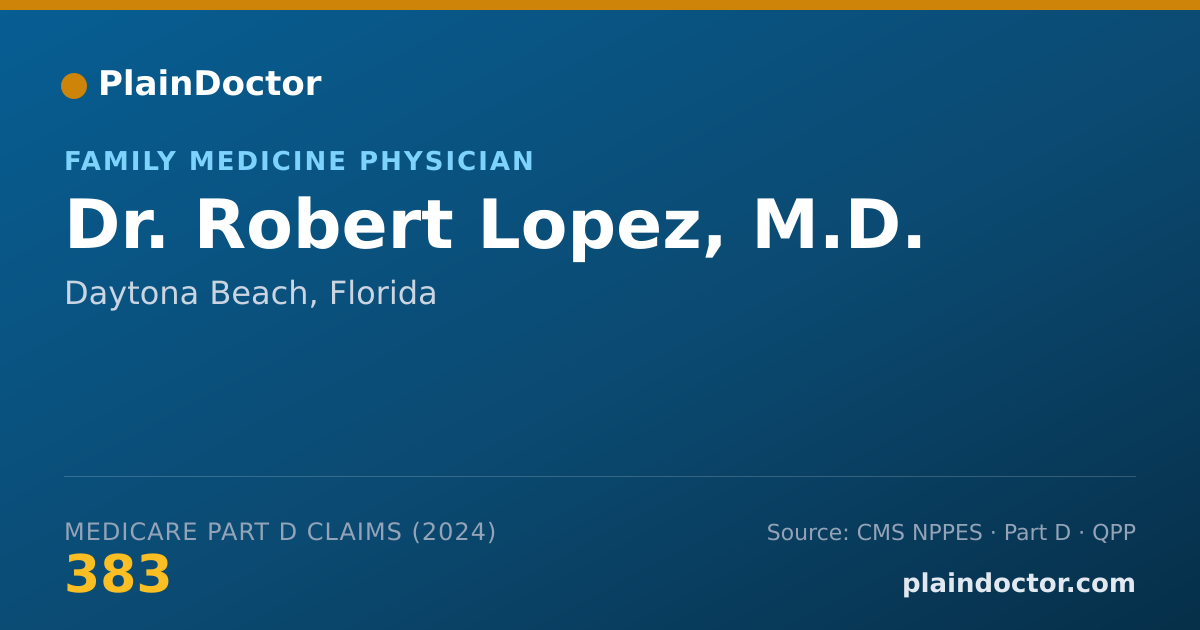Shareable card for Robert Lopez, M.D. - Family Medicine Physician, Daytona Beach, FL
