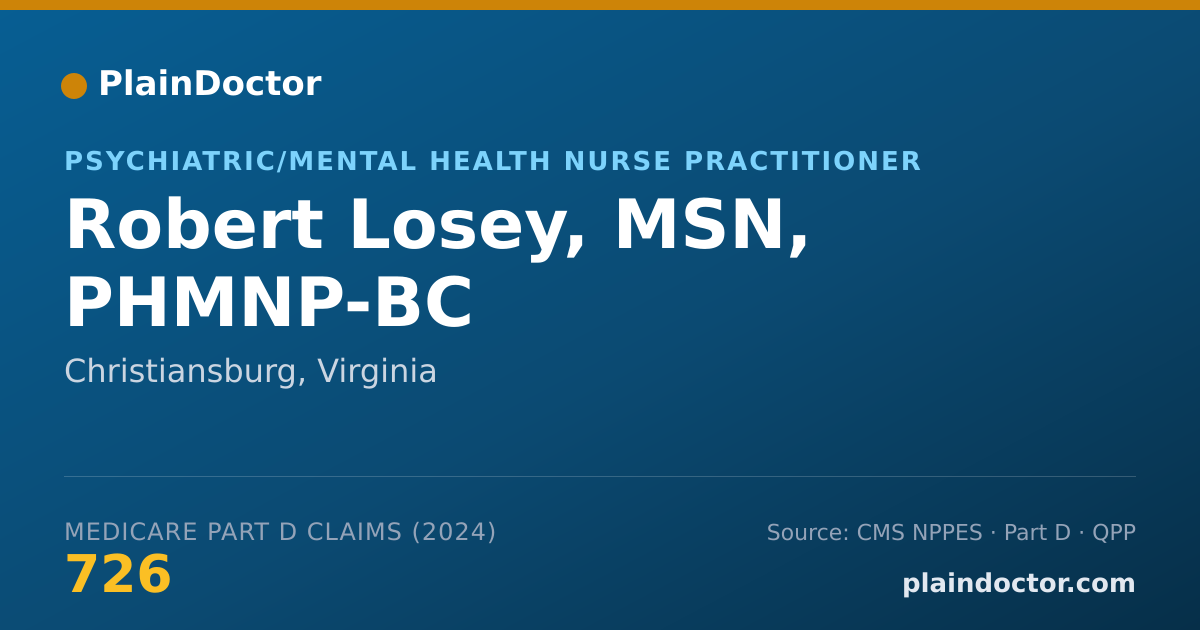 Shareable card for Robert Losey, MSN, PHMNP-BC - Psychiatric/Mental Health Nurse Practitioner, Christiansburg, VA