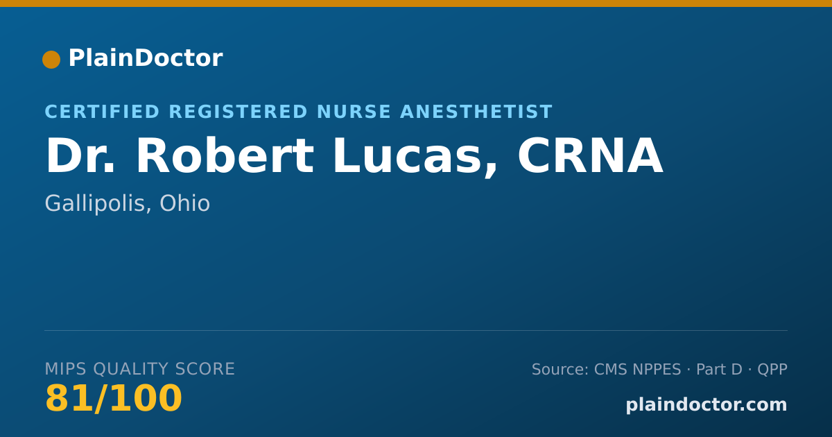Shareable card for Robert Lucas, CRNA - Certified Registered Nurse Anesthetist, Gallipolis, OH