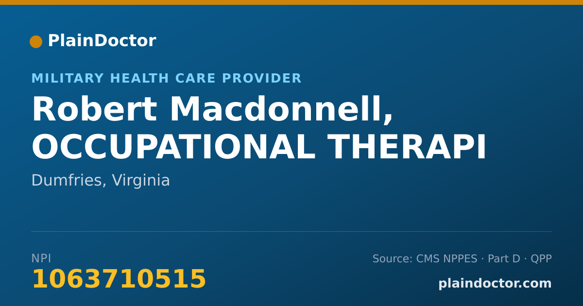 Shareable card for Robert Macdonnell, OCCUPATIONAL THERAPI - Military Health Care Provider, Dumfries, VA
