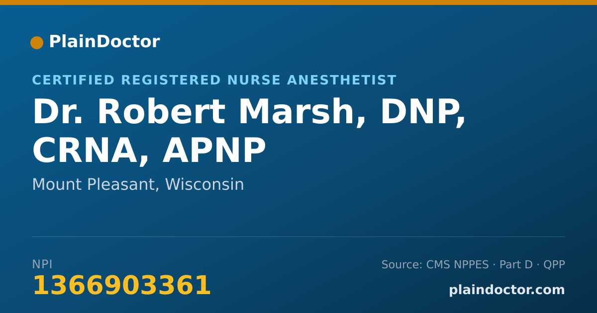 Shareable card for Robert Marsh, DNP, CRNA, APNP - Certified Registered Nurse Anesthetist, Mount Pleasant, WI