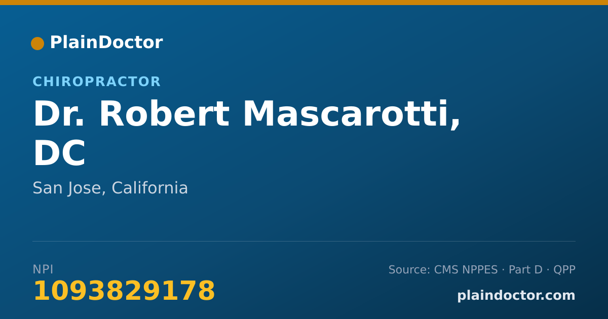 Shareable card for Robert Mascarotti, DC - Chiropractor, San Jose, CA