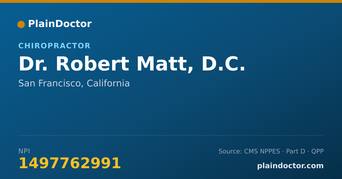 Shareable card for Robert Matt, D.C. - Chiropractor, San Francisco, CA