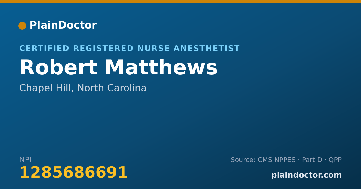 Shareable card for Robert Matthews - Certified Registered Nurse Anesthetist, Chapel Hill, NC