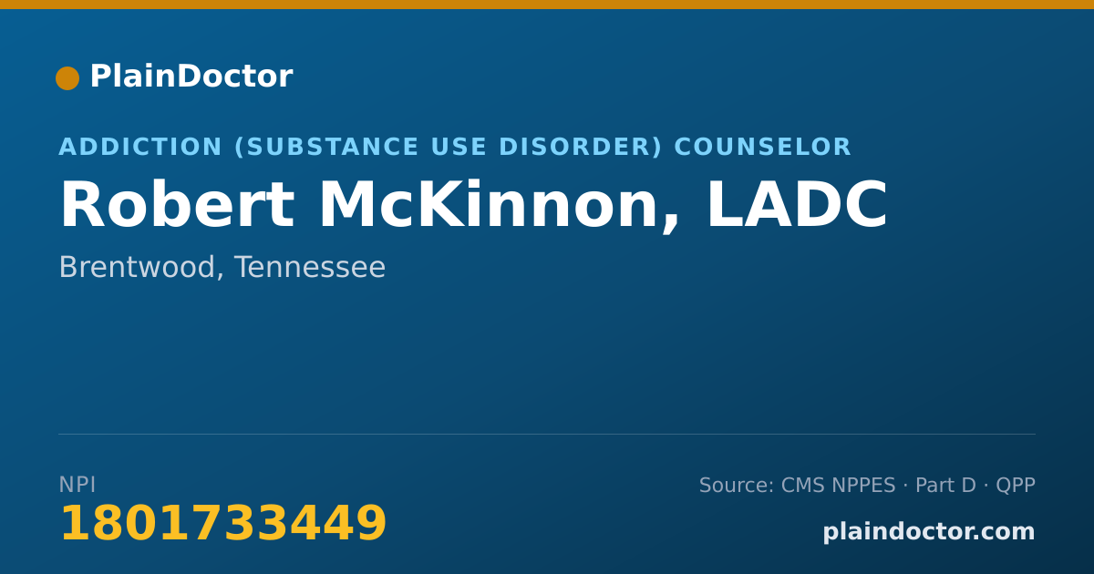 Shareable card for Robert McKinnon, LADC - Addiction (Substance Use Disorder) Counselor, Brentwood, TN