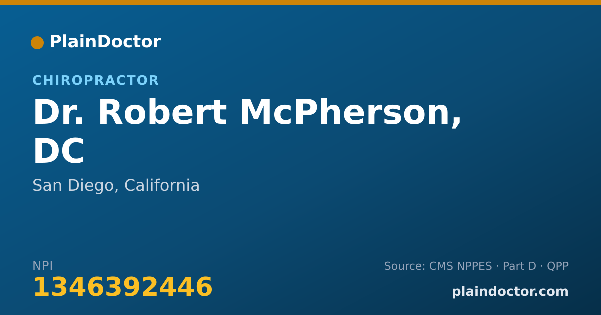 Shareable card for Robert McPherson, DC - Chiropractor, San Diego, CA