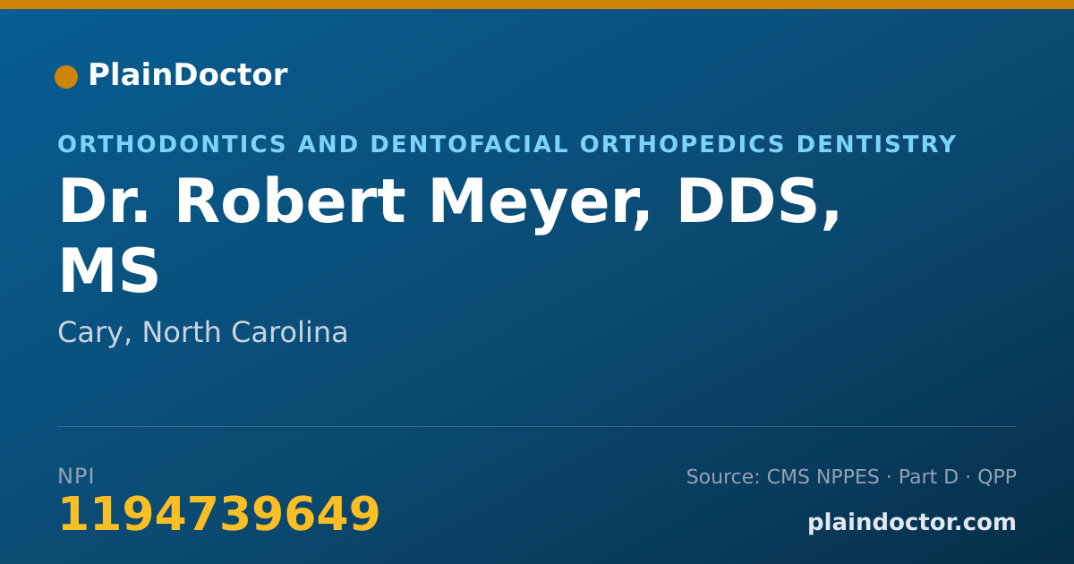 Shareable card for Robert Meyer, DDS, MS - Orthodontics and Dentofacial Orthopedics Dentistry, Cary, NC
