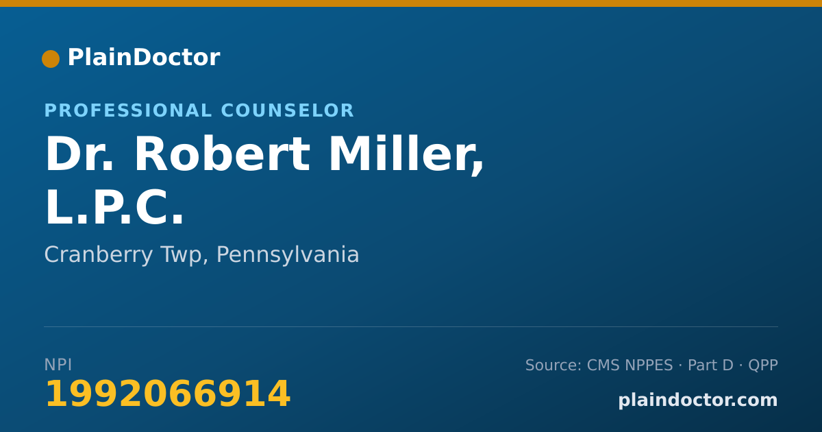Shareable card for Robert Miller, L.P.C. - Professional Counselor, Cranberry Twp, PA