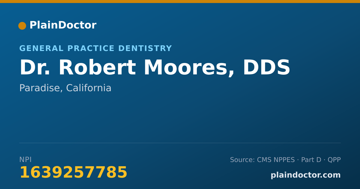 Shareable card for Robert Moores, DDS - General Practice Dentistry, Paradise, CA