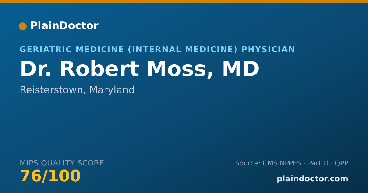 Shareable card for Robert Moss, MD - Geriatric Medicine (Internal Medicine) Physician, Reisterstown, MD