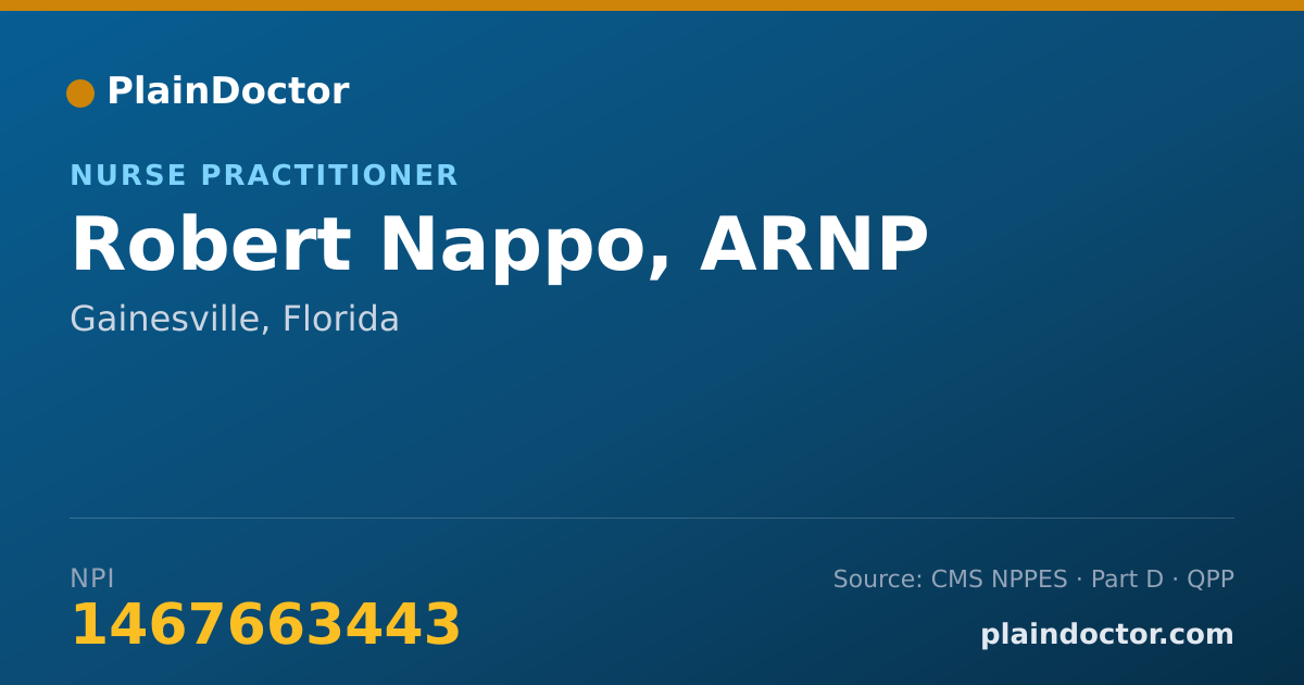 Shareable card for Robert Nappo, ARNP - Nurse Practitioner, Gainesville, FL