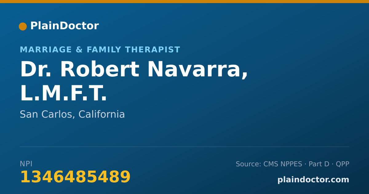 Shareable card for Robert Navarra, L.M.F.T. - Marriage & Family Therapist, San Carlos, CA