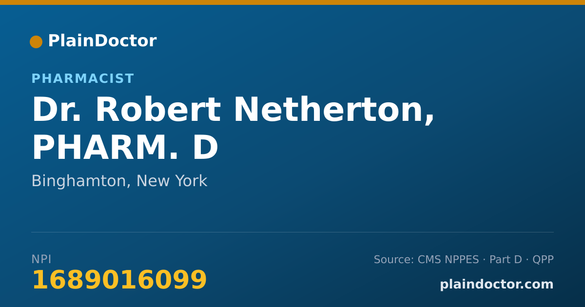 Shareable card for Robert Netherton, PHARM. D - Pharmacist, Binghamton, NY