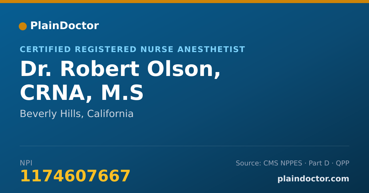 Shareable card for Robert Olson, CRNA, M.S - Certified Registered Nurse Anesthetist, Beverly Hills, CA