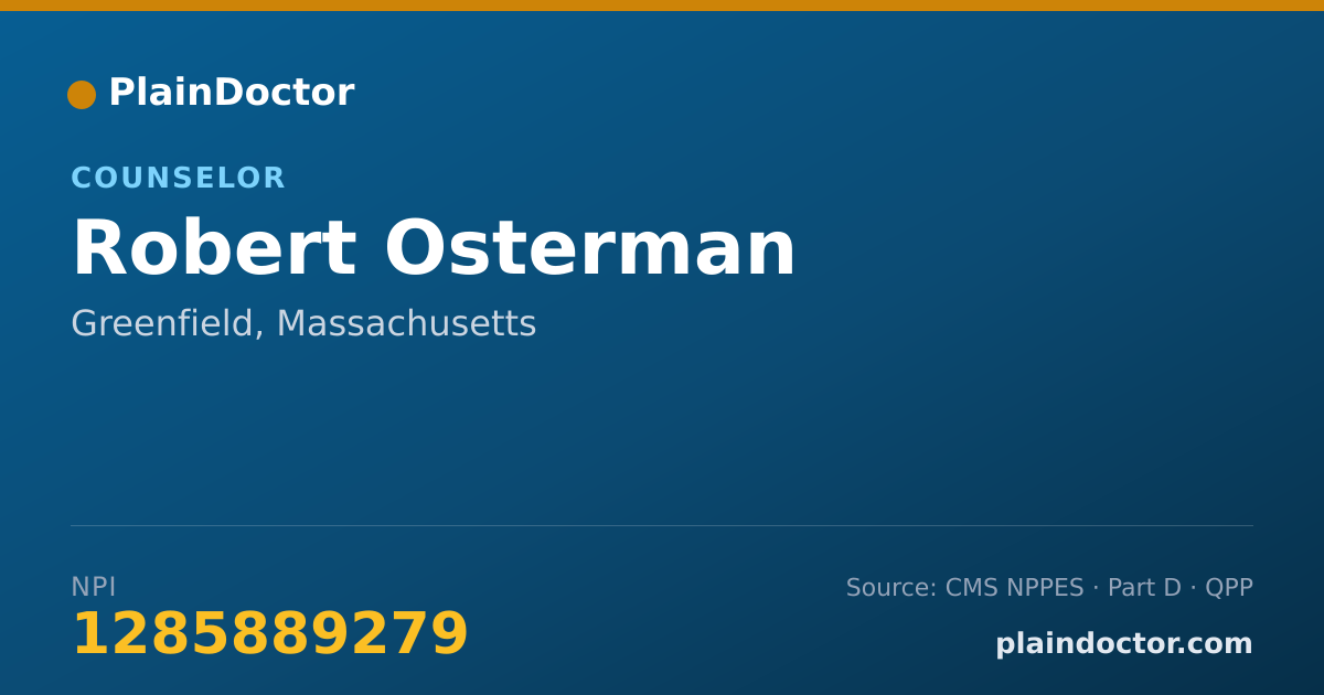 Shareable card for Robert Osterman - Counselor, Greenfield, MA