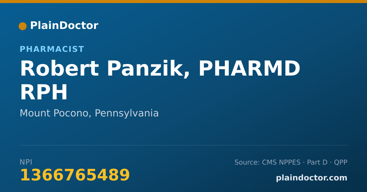 Shareable card for Robert Panzik, PHARMD RPH - Pharmacist, Mount Pocono, PA