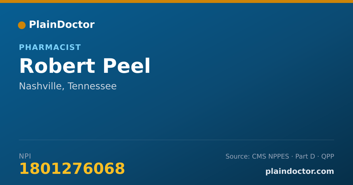 Shareable card for Robert Peel - Pharmacist, Nashville, TN
