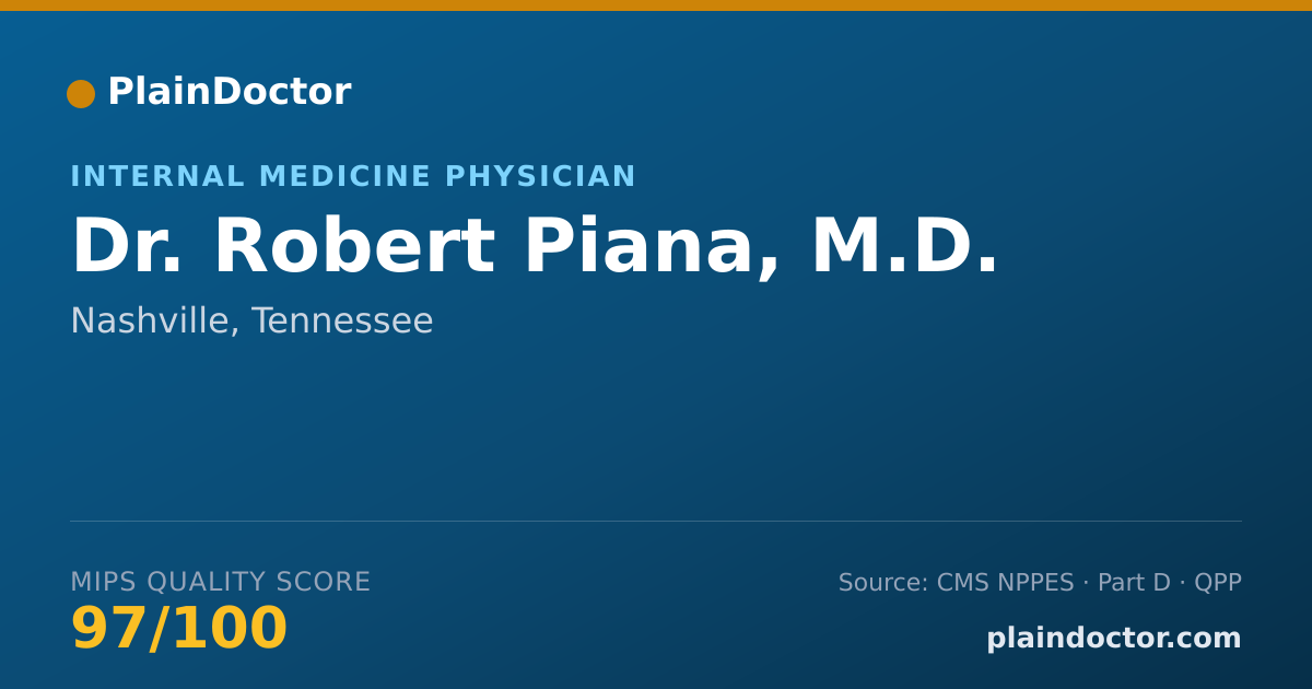 Shareable card for Robert Piana, M.D. - Internal Medicine Physician, Nashville, TN
